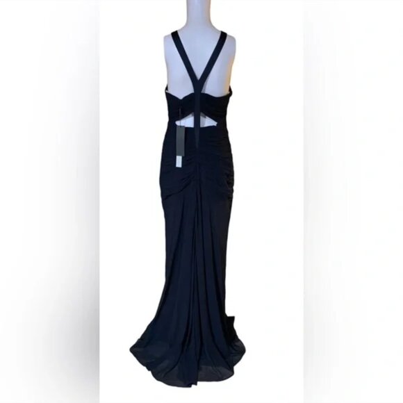 Halston Dark Navy Evening Gown Dress, size 8 - Picture 3 of 5